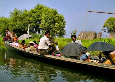 Farmers in a boat