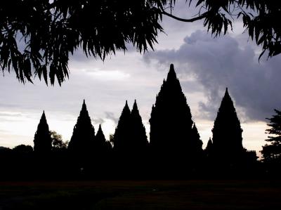 Prambanan Temple in silouette