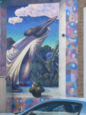 Le Bonheur de Vivre mural by Doug Jacques - 24th at Guadalupe, Austin