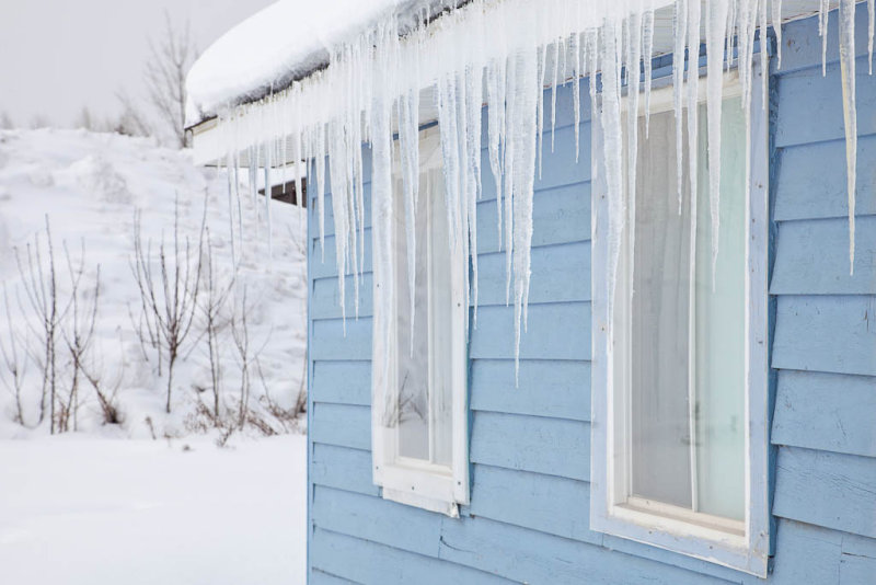 Icicles and snow