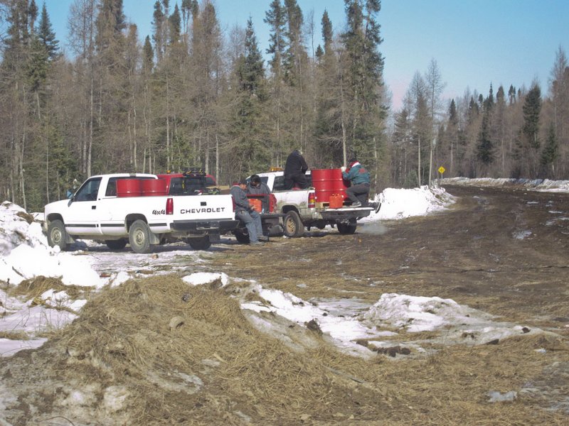 Start of the winter road north from Moosonee 2010 March 24th