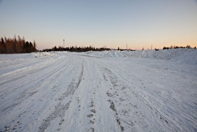 View of Moosonee from winter rod