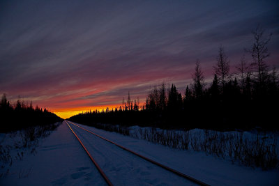 Looking down the tracks after sunset 2009 December 23