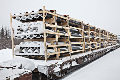 Insulated pipes on freight train 2010 January 15th