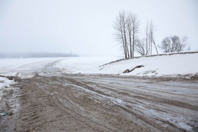 2010 March 16th winter road to Moose Factory from start on Airport Road in Moosonee