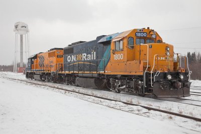GP38-2's 1800 and 1805 at Moosonee 2010 March 19th