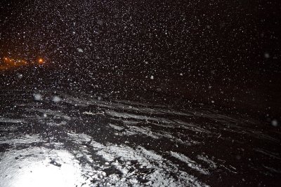 2010 April 9th night snow falling in Moosonee