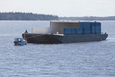 Towing a barge from winter storage 2010 April 24