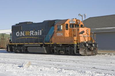 GP38-2 1804 at Moosonee 2006 March 7 for extra train