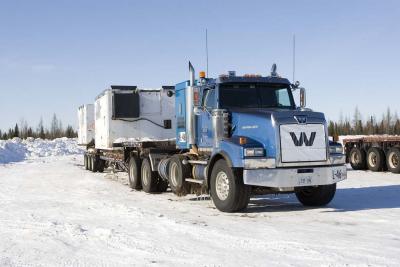 Truck just across the tracks