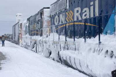 Icy locomotives 2201 and 1804