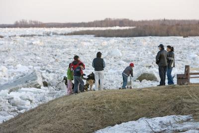 Watching the ice on McCauley's hill April 19