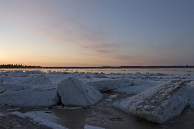 Shore ice before sunrise