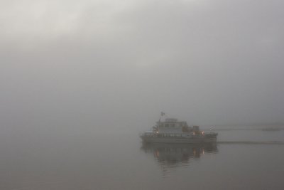 Tour boat heading to Moose Factory to pick up students