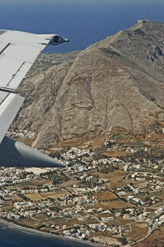 Our flight above Santorini