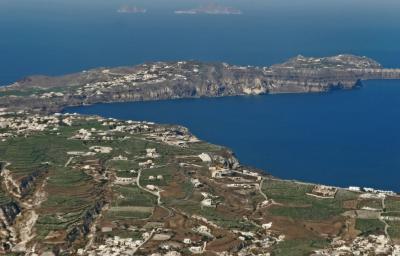 Our flight above Santorini