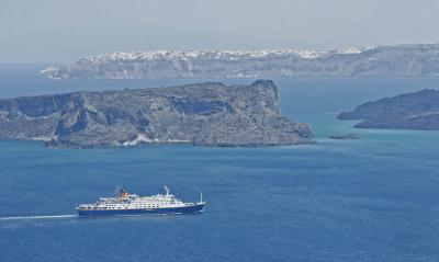 View of the caldeira from the south cape of Santorini
