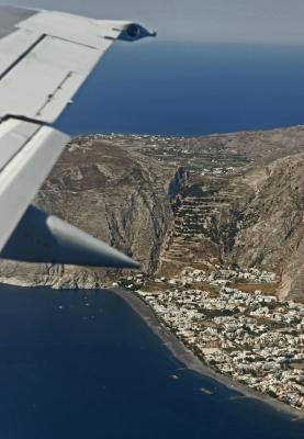 Our flight above Santorini