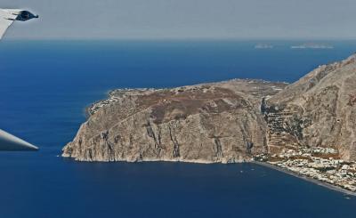 Our flight above Santorini