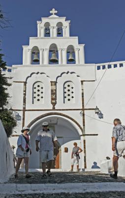 Santorini - South part of Santorini : the village of Pyrgos and around
