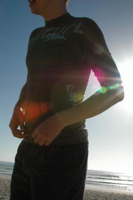 Early morning, me getting ready to surf with private instructor, Josh