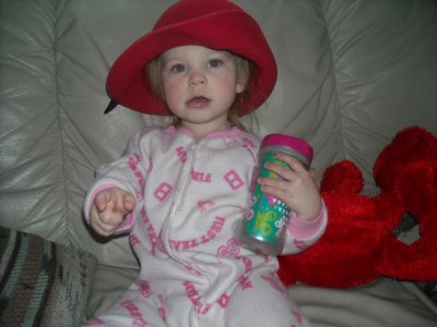 Izzy and great grandma's hat.....