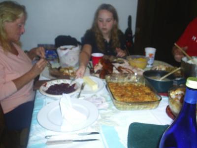 sister and grandaughter eating prime rib.