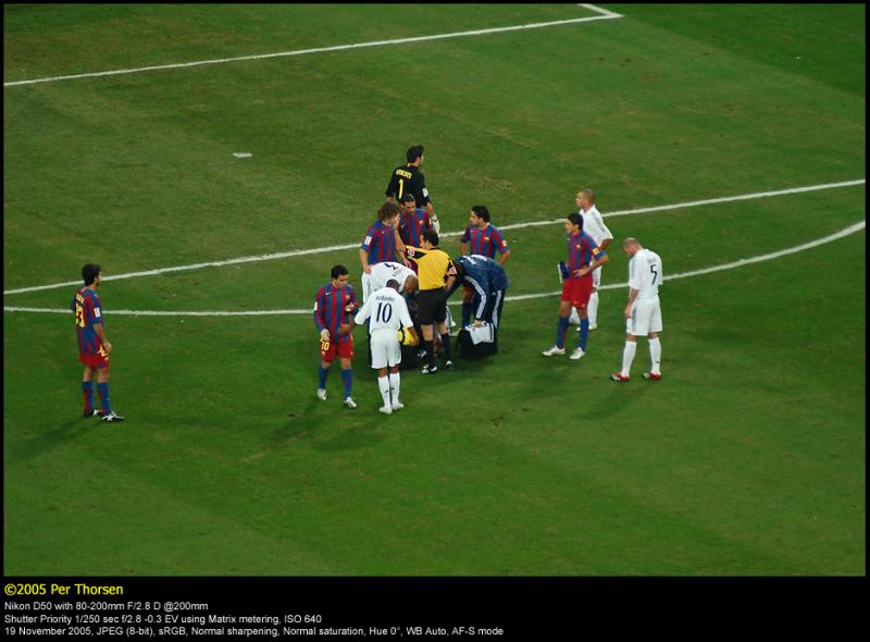 Raul was injured in the 55th minute
