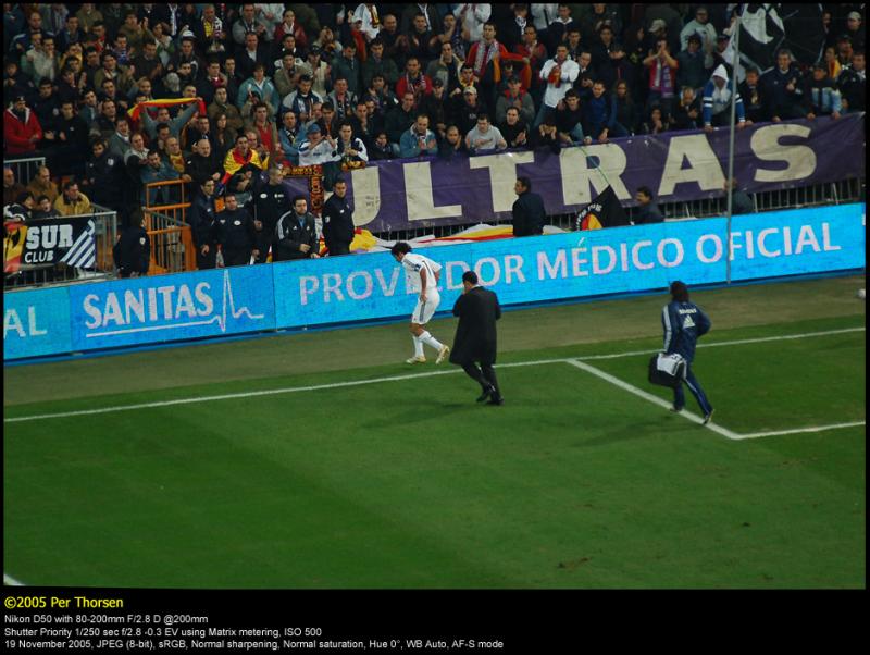Raul was injured in the 55th minute