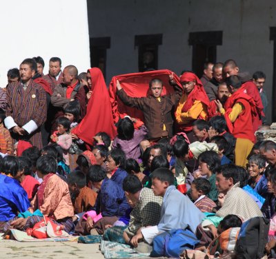 Festival crowds at Gangtey Goemba