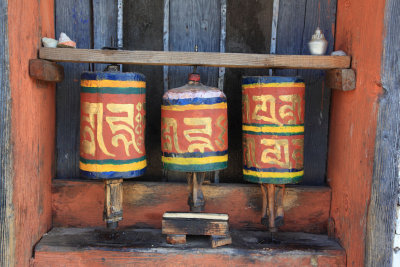 Jampa Lhakhang prayer wheels