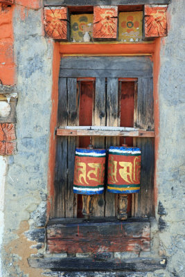 Jampa Lhakhang prayer wheels