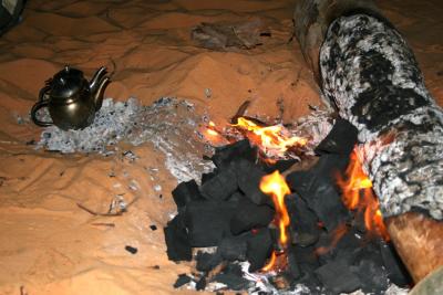 Tea brewing on the campfire