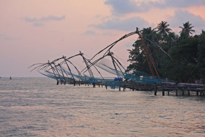 Chinese fishing nets on Vembanad Lake