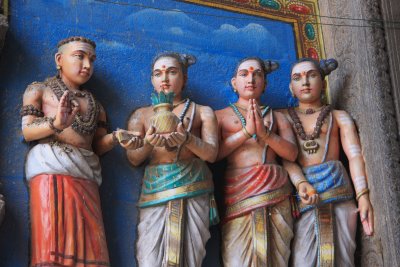 Splendid painted temple carvings