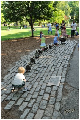 The duck statues were modeled after famous Children's book Make Way for Ducklings