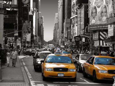Yellow Cabs, Times Square, New York, New York
