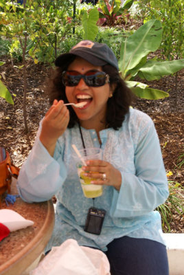 Sanchita savoring her Margarita.under the sun