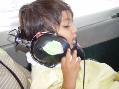 Uma on board the helicopter for the aerial tour of the Grand Canyon