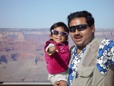 Dad and Uma ready for the Grand Canyon expedition