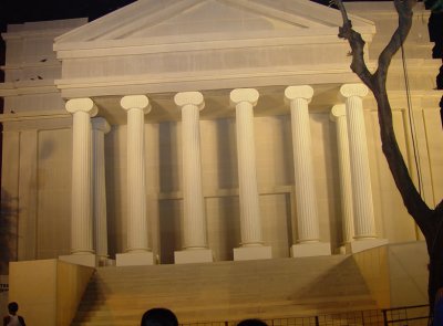 Greco Roman structure crafted with white cotton cloth and bamboo by the artisans of Kolkata!