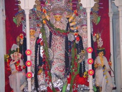 Puja at the mansion of the Lahas of Thanthania, Kolkata, dating back over 100 years.