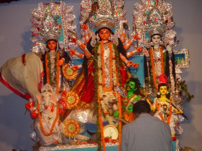 Traditional Puja at the mansion of the Duttas of Hatkhola, Kolkata, dating back over 100 years.