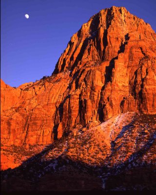 19 Zion Canyon, East face at sunset