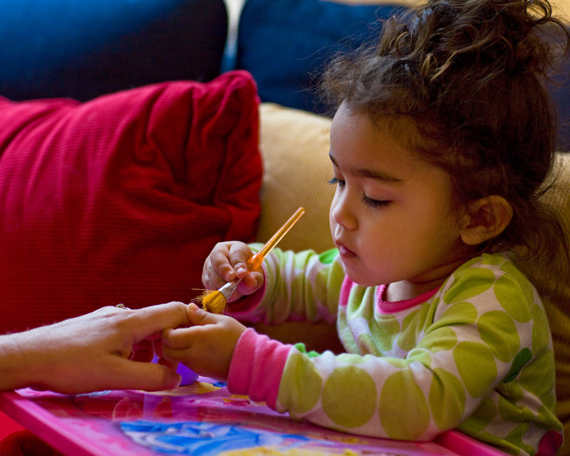 Anaiah painting Renes nails