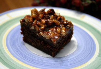 A pretty but mostly inedible turtle brownie.  Damn you, Martha!
