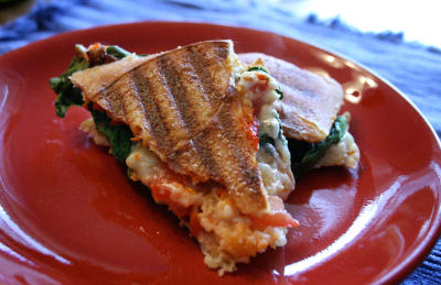feta, roasted red pepper, spinach panini