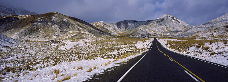 Lindis Pass in Winter, Otago, New Zealand