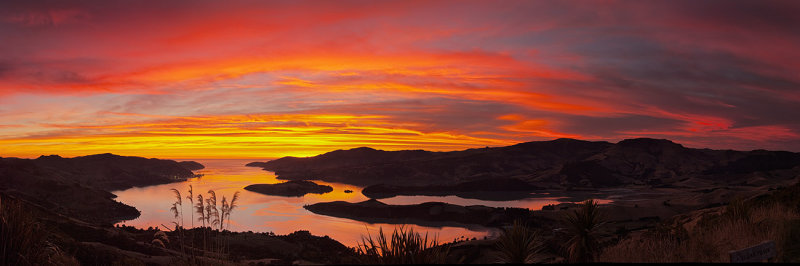 Sunrise Over Lyttelton Harbour From Port Hills Banks Peninsular Canterbury New Zealand Photo John Rendle Photos At Pbase Com