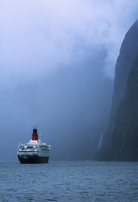 QE2 at Milford Sound, Fiordland, New Zealand